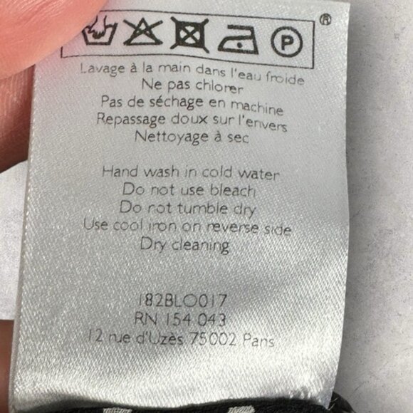 Sezane 100% Silk Wrap Blouse Womens Size 40 French US 8 Polka Dot Top Black Ecru - Picture 12 of 15